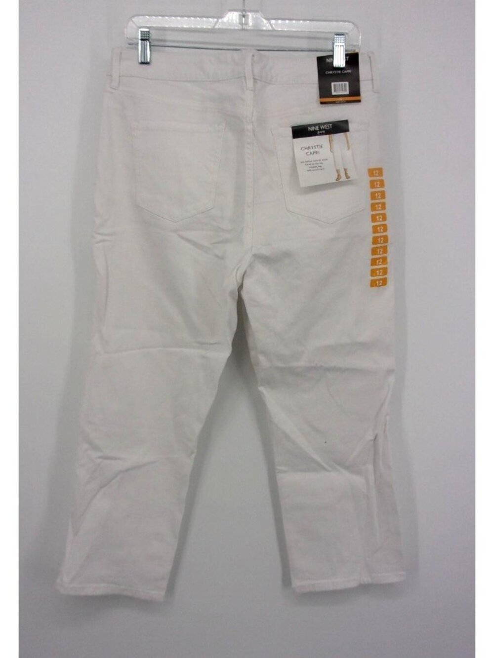 Nine West Chrystie White Capri Pants Size 12 Cotton Blend Stretch Mid-Rise NEW